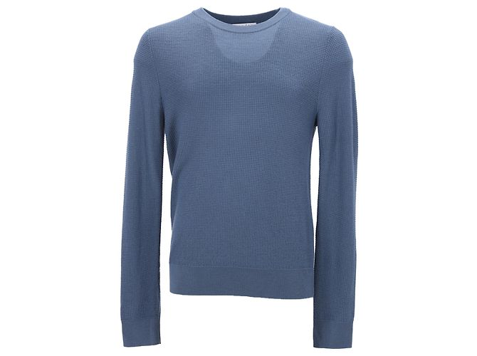 Sandro Rundhals-Strickpullover aus blauer Baumwolle 