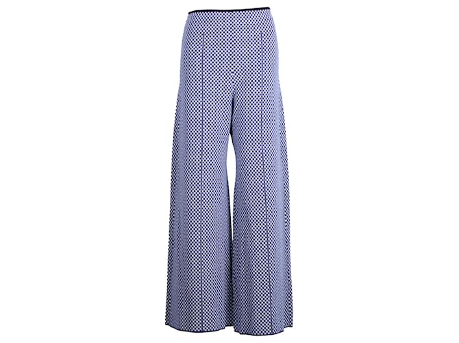 Pantalon large à motifs Sportmax en viscose bleu marine Fibre de cellulose  ref.1291672