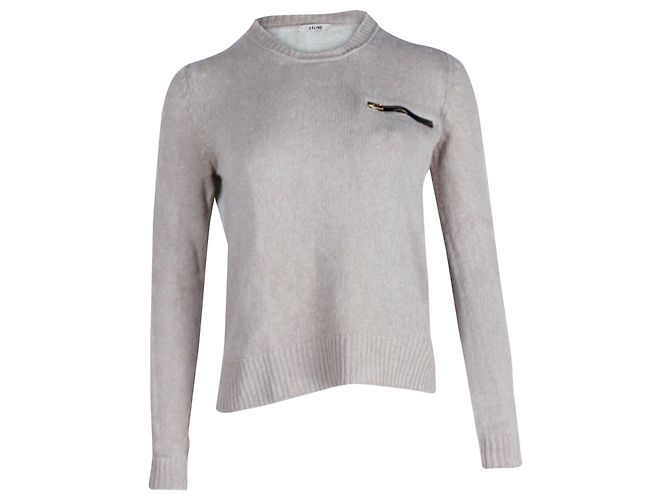 Céline Celine Strickpullover aus beigem Leinen Braun 