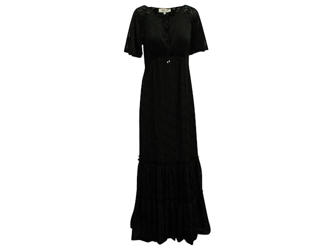 Halbtransparentes Kleid von Diane Von Furstenberg mit Muster auf der Oberseite aus schwarzer Viskose Zellulosefaser  ref.1291683