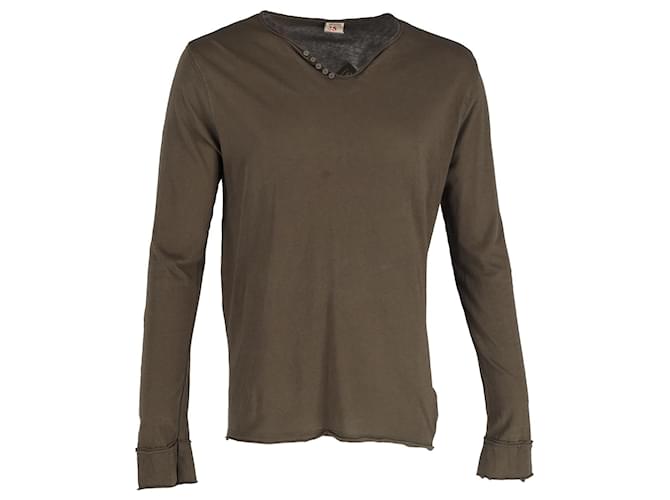 Zadig & Voltaire Long Sleeve Fox Print Monastir T-shirt in Olive Green Cotton  ref.1291691