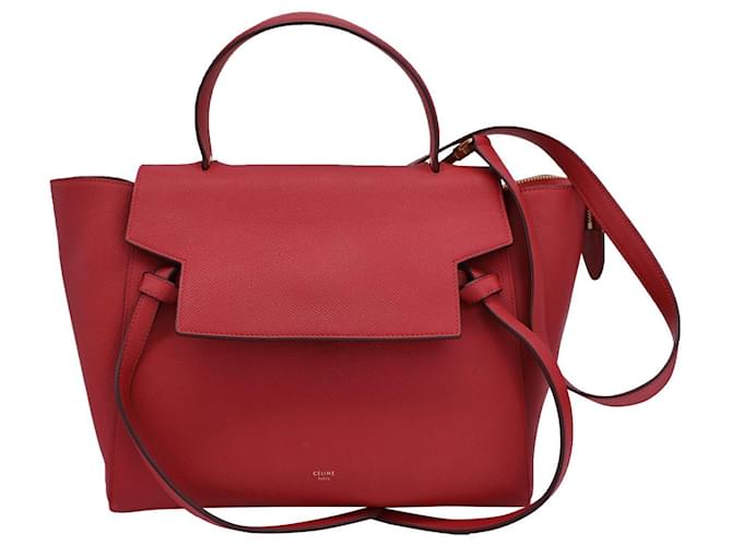 Céline Celine Mini Belt Bag em couro de bezerro vermelho Couro Bezerro-como bezerro  ref.1291695