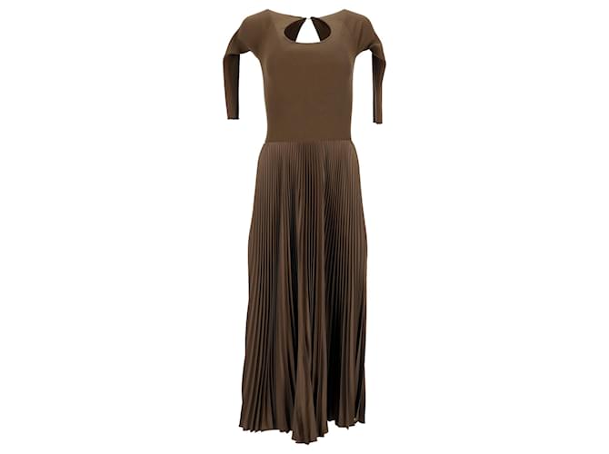 Polo Ralph Lauren Pleated Midi Dress in Olive Polyester Green Olive green  ref.1291702