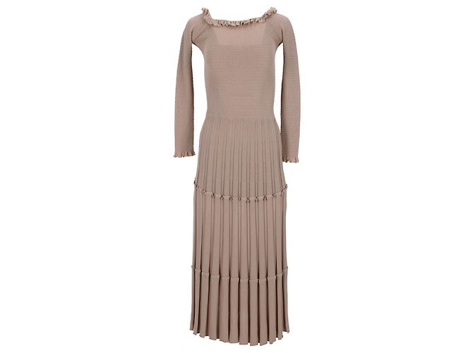 Altuzarra Off-Shoulder Plissee-Strickkleid aus beiger Viskose Weiß Roh