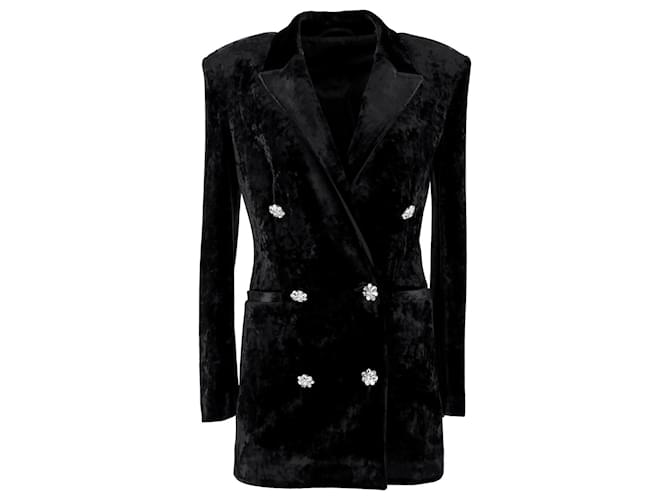 Vestido estilo blazer de terciopelo con botonadura forrada en viscosa negra de The Attico Negro Fibra de celulosa  ref.1291714