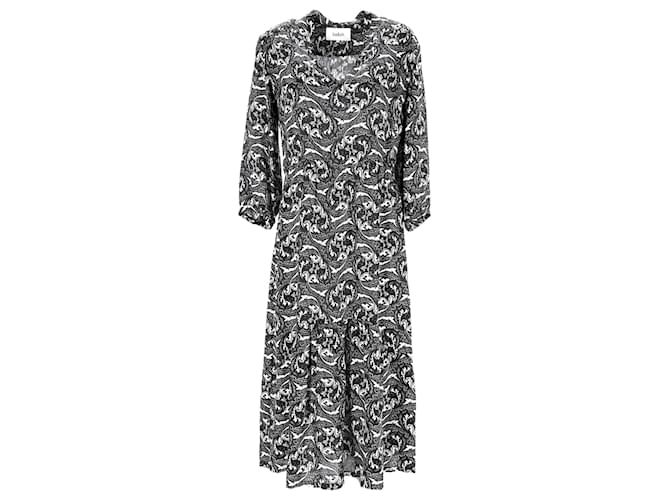Ba&Sh Paisley-Print Midi Dress in Black Viscose Multiple colors Cellulose fibre  ref.1291719