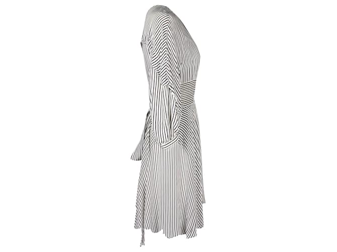 Maje Roxby Striped Mini Dress in White Cupro Cellulose fibre  ref.1291727