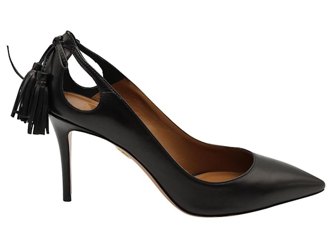 Aquazzura Forever Marilyn 85 Pumps in Black Leather  ref.1291729