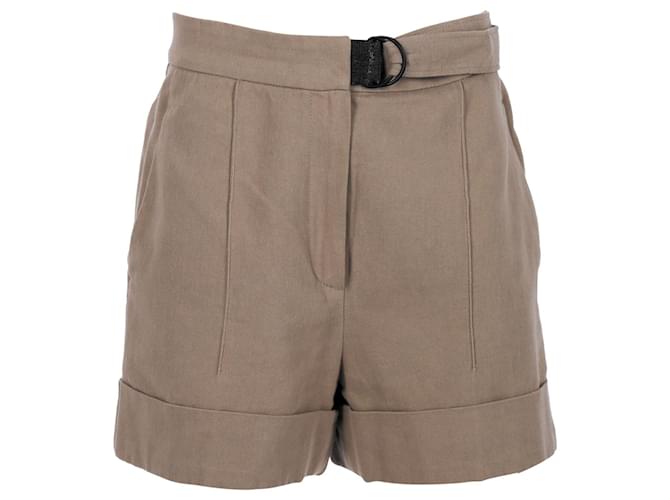 Brunello Cucinelli Shorts con puños y talle alto de algodón marrón Beige  ref.1291738