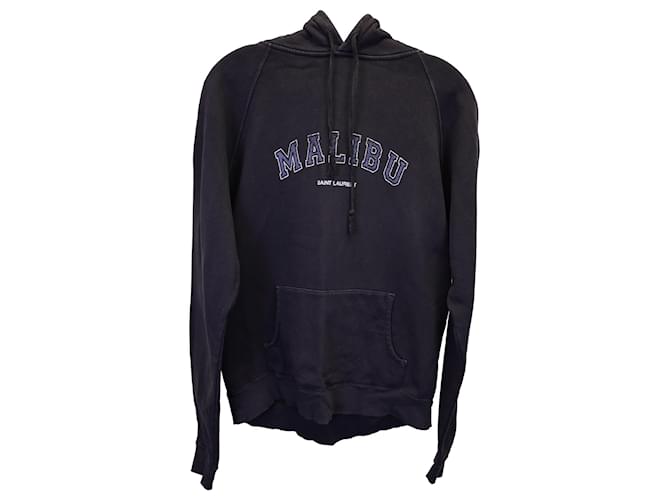 Saint Laurent – Kapuzenpullover „Malibu“ aus schwarzer Baumwolle mit Logo  ref.1291739
