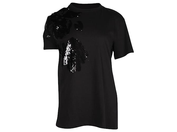 T-shirt impreziosita da paillettes Valentino Garavani in cotone nero  ref.1291742