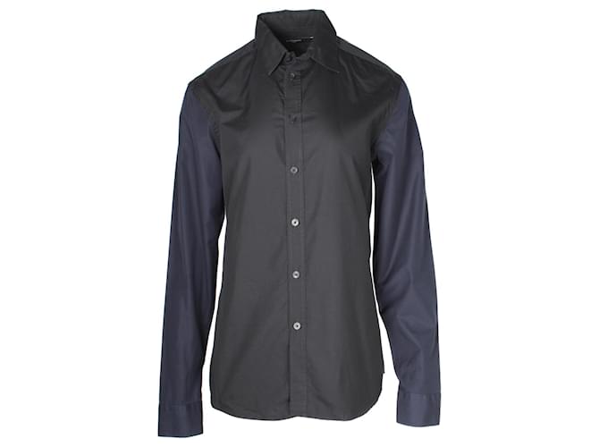 Givenchy Colorblock Sleeves Dress Shirt in Black and Navy Blue Cotton  ref.1291748