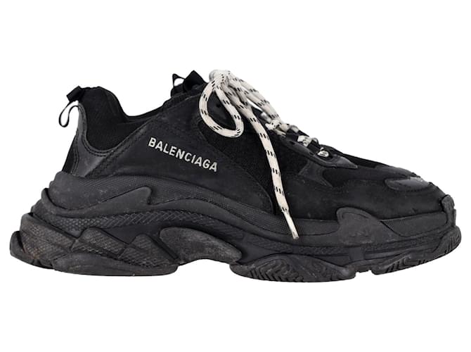 Zapatillas Balenciaga Triple S de malla negra y poliuretano Negro Plástico  ref.1291753