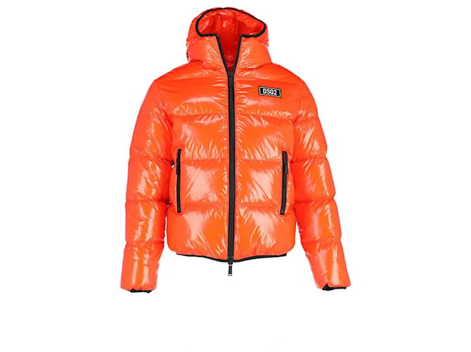 Dsquared2 High-Shine Padded Jacket in Orange Polyamide Nylon  ref.1291756