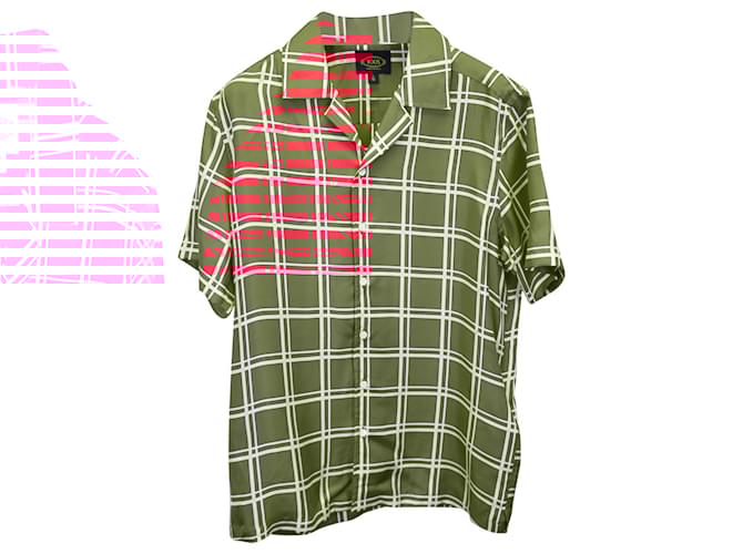 Tod's Checkered Short Sleeve Shirt in Red Silk  ref.1291767