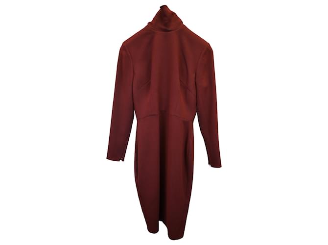 Autre Marque Alex Perry Mock Neck Dress in Burgundy Triacetate Red Dark red Synthetic  ref.1291786