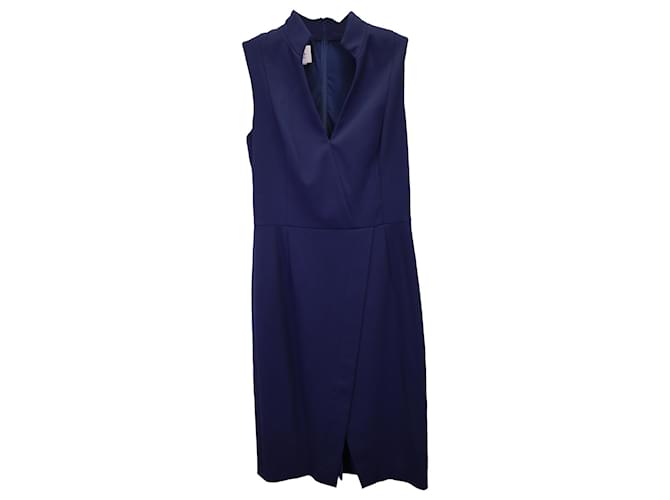 Akris Sleeveless V-Neck Dress in Blue Viscose Polyester  ref.1291788