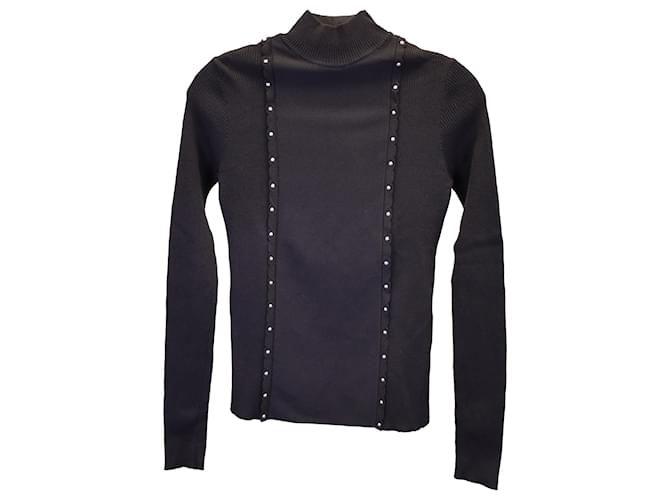 Red Valentino Turtleneck Studded Sweater in Black Viscose Polyester  ref.1291791