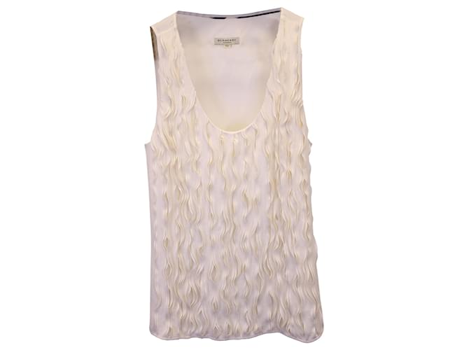 Burberry Sleeveless Ruched Top in Ivory Silk White Cream  ref.1291800