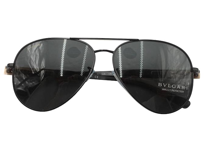Bulgari Óculos de sol aviador Bvlgari em metal preto  ref.1291812