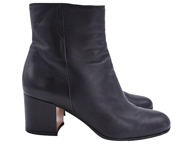 Gianvito Rossi Black leather chunky heeled booties with side zip 35.5 Pony-style calfskin  ref.1291817
