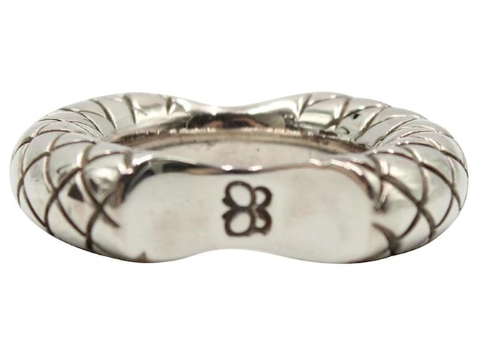 Bottega Veneta Intrecciato Double Cut Band Ring in Silver Metal Silvery Metallic  ref.1291824