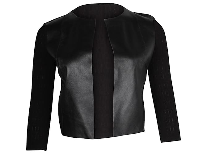 MAX & CO. Cropped Jacket in Black Viscose and Leather Cellulose fibre  ref.1291826