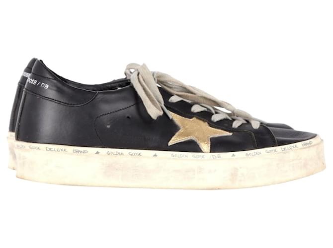 Golden Goose Hi Star with Metallic Star Sneakers in Black/Gold Leather   ref.1291834