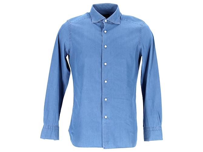 Camisa Jeans Ermenegildo Zegna em Algodão Azul  ref.1291848