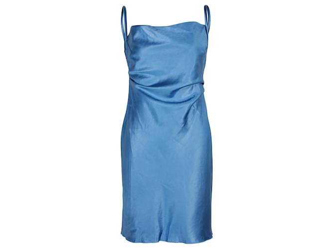 Nanushka Gathered Slip Dress in Blue Polyester  ref.1291860