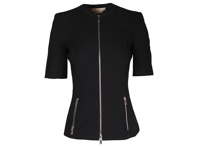 Michael Kors Zipped Short Sleeve Jacket in Black Wool  ref.1291865