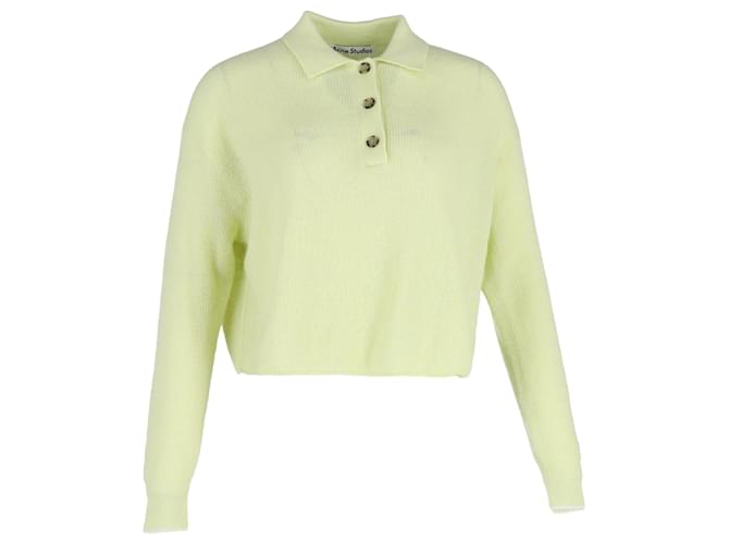 Acne Studios Cropped Long Sleeve Polo Jumper in Yellow Cotton  ref.1291866