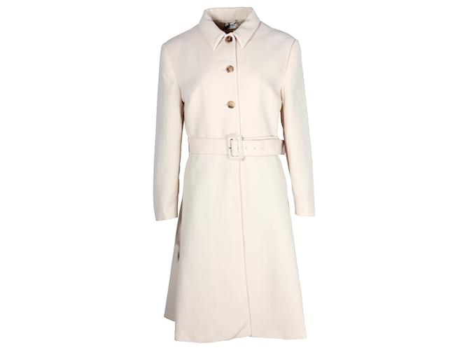 Miu Miu Belted Coat in Cream Virgin Wool White  ref.1291870