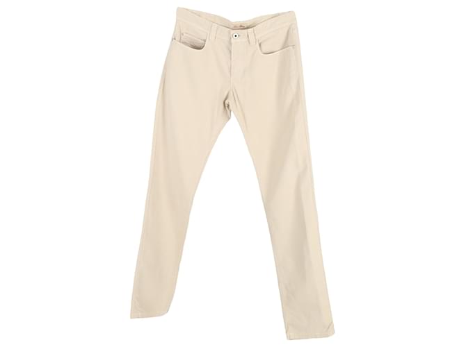 Pantalon Slim Fit Loro Piana en Coton Beige Blanc Écru  ref.1291877