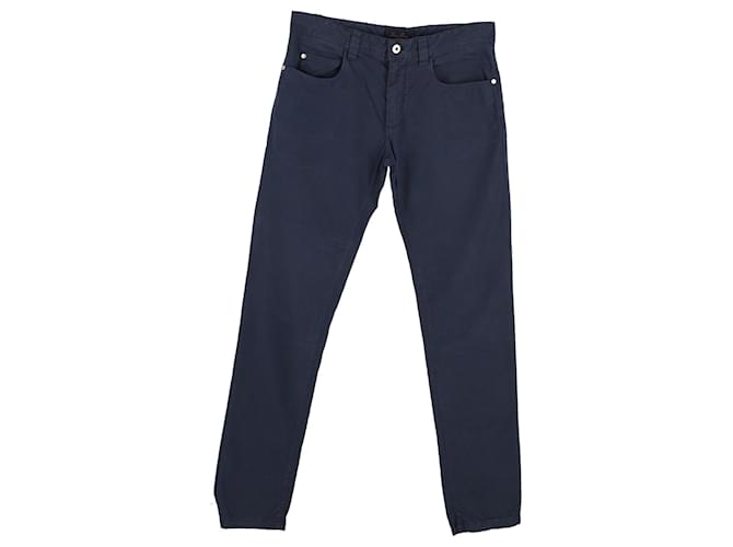 Pantalon Slim Fit Loro Piana en Coton Bleu Marine  ref.1291879