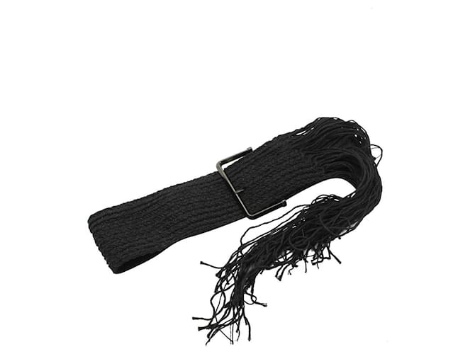 Maison Martin Margiela Cinturón con borlas tejidas Maison Margiela en algodón y lino negro  ref.1291885