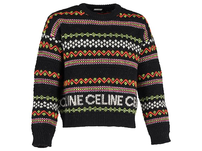 Céline Celine Fair Isle Strickpullover aus mehrfarbiger Wolle Python drucken  ref.1291895