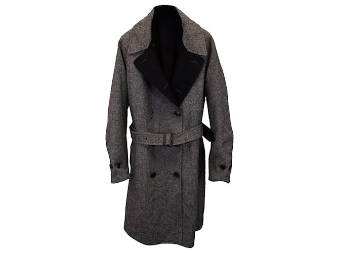 Casaco impermeável de tweed Delaney reversível Burberry em algodão preto Cinza  ref.1291898