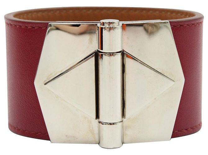 Hermès Bérénice Cuir Bracelet in Red Leather 