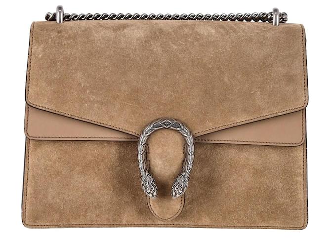 Gucci Medium Dionysus Chain Handbag in Beige Suede  ref.1291903