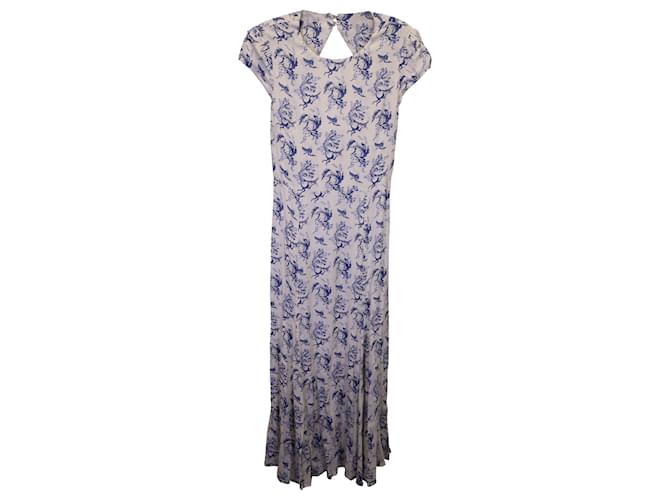 Reformation Nahal Printed Midi Dress in White and Blue Viscose Cellulose fibre  ref.1291908