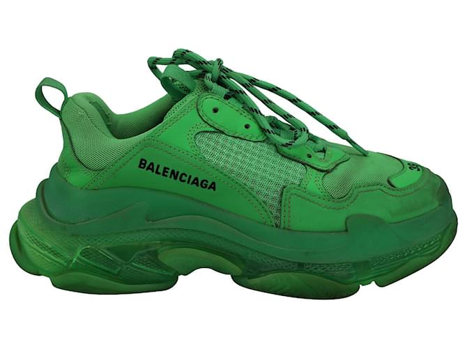 Everyday Balenciaga Triple S Clear Sole Sneakers in Green Polyester and Polyurethane  ref.1291909