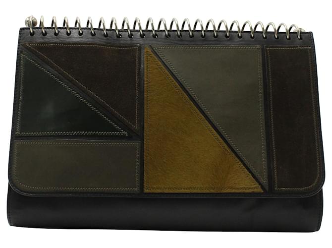 Jean Paul Gaultier Spring Patchwork Pouch in Black Leather  ref.1291931