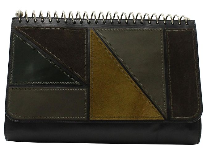 Pochette Jean Paul Gaultier Spring Patchwork in pelle nera Nero
