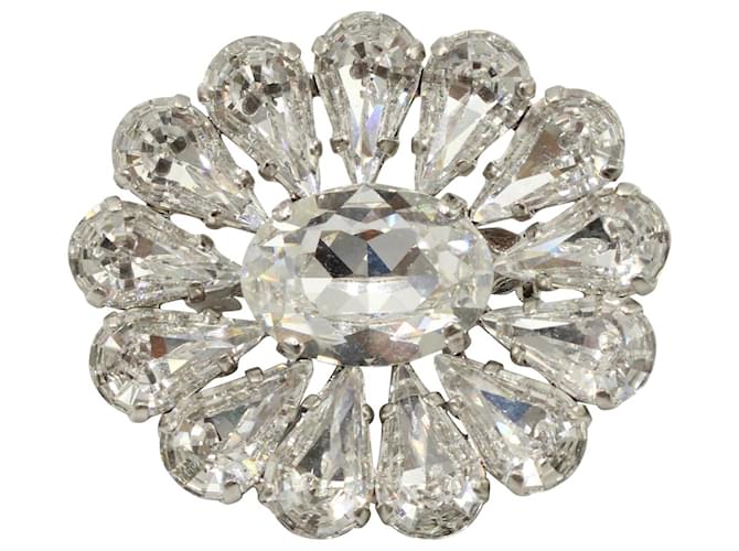 Dolce & Gabbana Crystal Flower Brooch Set in Silver Metal Silvery Metallic  ref.1291934