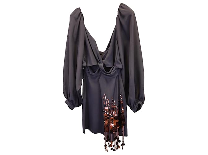 Autre Marque Johanna Ortiz Mini-robe à sequins en soie noire  ref.1291939