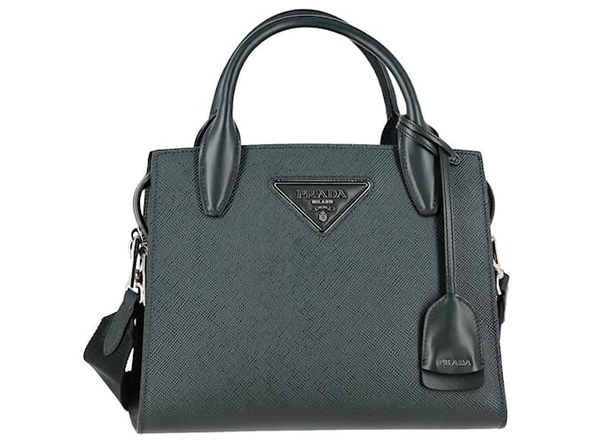 Prada Small Kristen Top Handle Bag in Green Saffiano Leather  ref.1291959