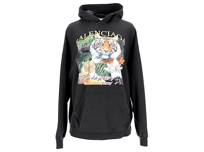 Balenciaga Year of The upperr Logo Hoodie in Black Cotton  ref.1291969