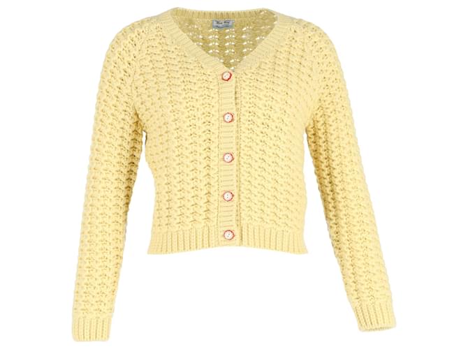 Miu Miu Once Upon A Time Cardigan In Yellow Cashmere Wool  ref.1291970