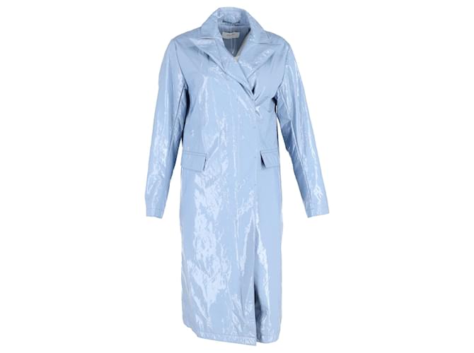 Sportmax Faux Leather Trench Coat In Light Blue Polyester  ref.1291971